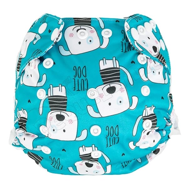 Cobertor de Pañal perrito fondo cian con barreras - Pequelandia