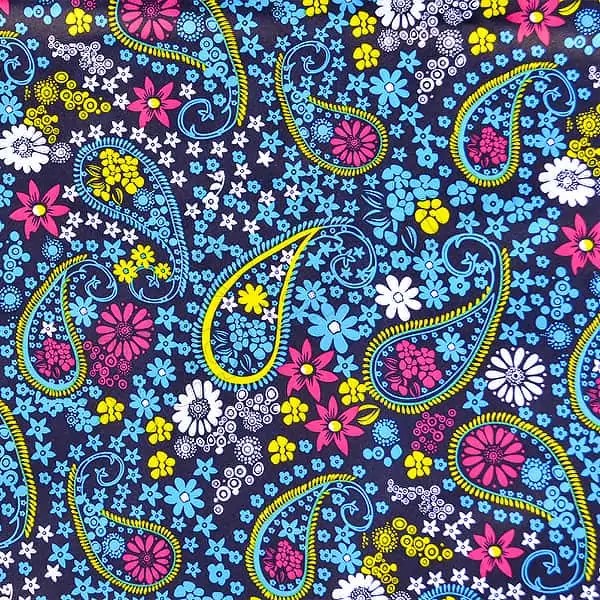 Tela PUL diseño Paisley Fondo Azul