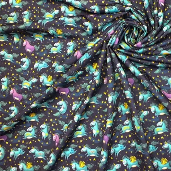 Tela PUL diseño Unicornio Fondo Azul