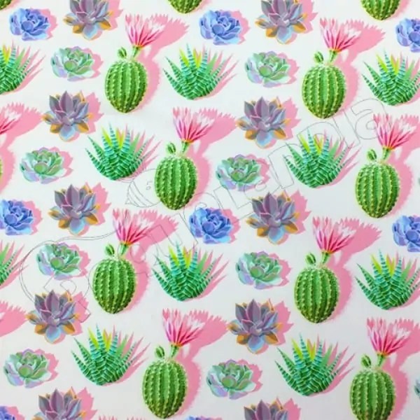 Tela PUL diseño Cactus Fondo Rosa