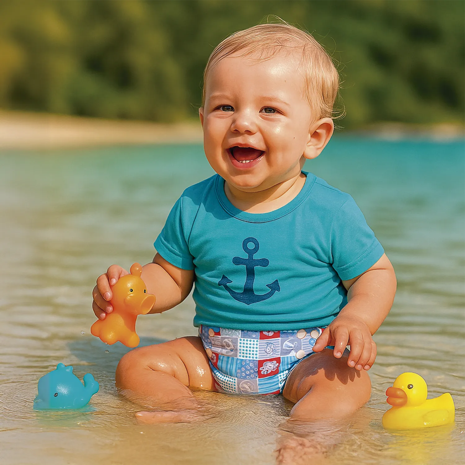 Pañal Natación large Zigzag Agua Marina