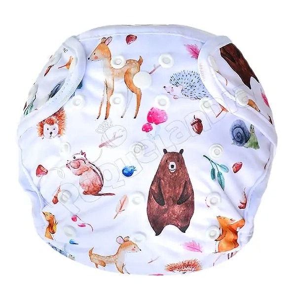 Cobertor Borde Blanco Animalitos Del Bosque con Barrera en Piernas