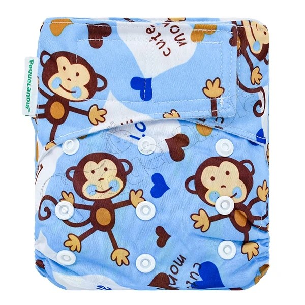 Pañal Recién Nacido Velcro Monitos Celeste