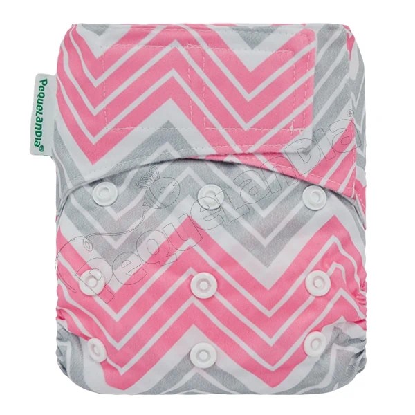 Pañal Recién Nacido Velcro Zigzag Rosa Gris