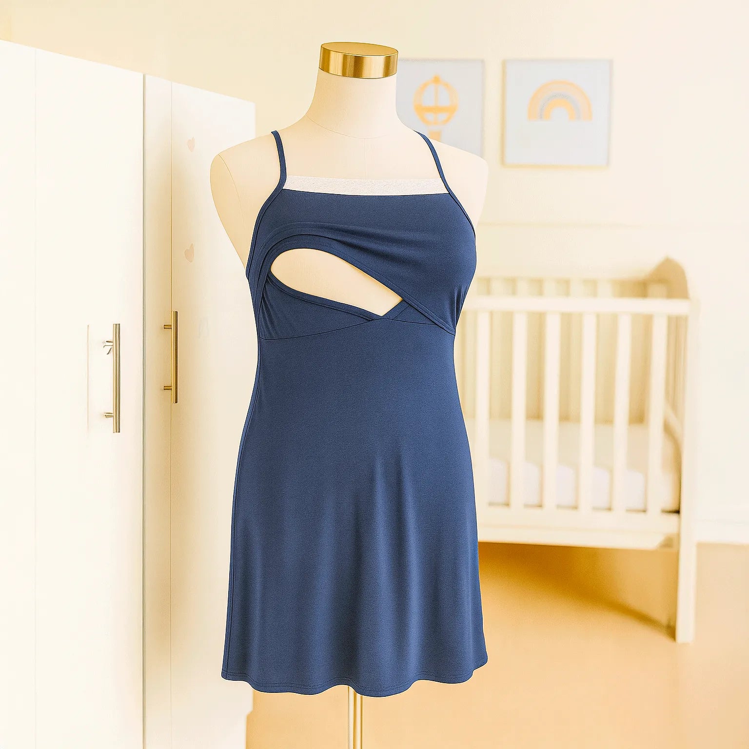 Camisa y Bata Maternal Puntitos Azul