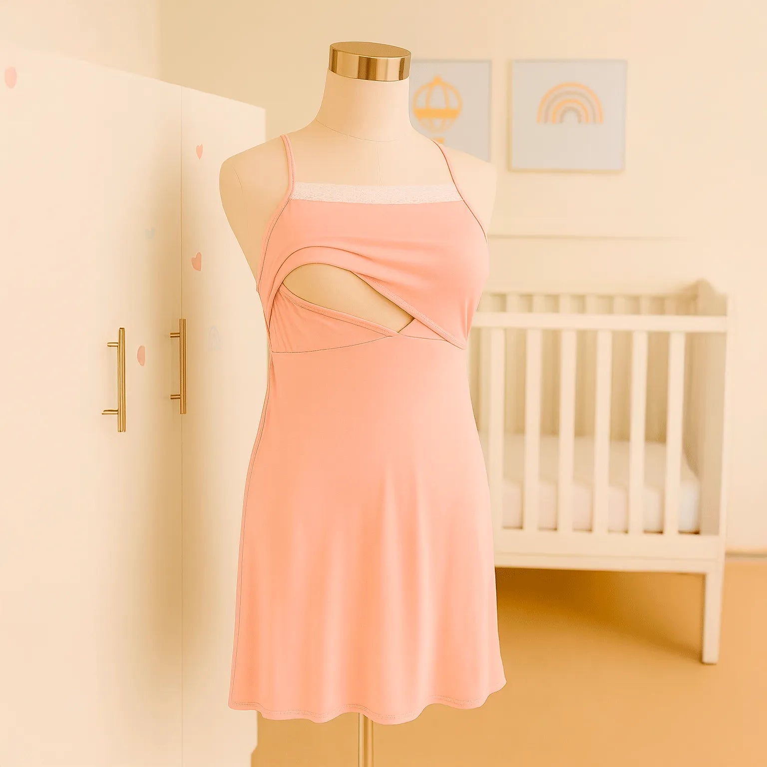 Camisa y Bata Maternal Puntitos Rosada