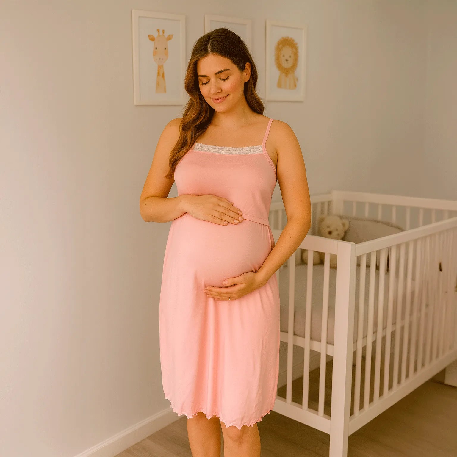 Camisa y Bata Maternal Puntitos Rosada