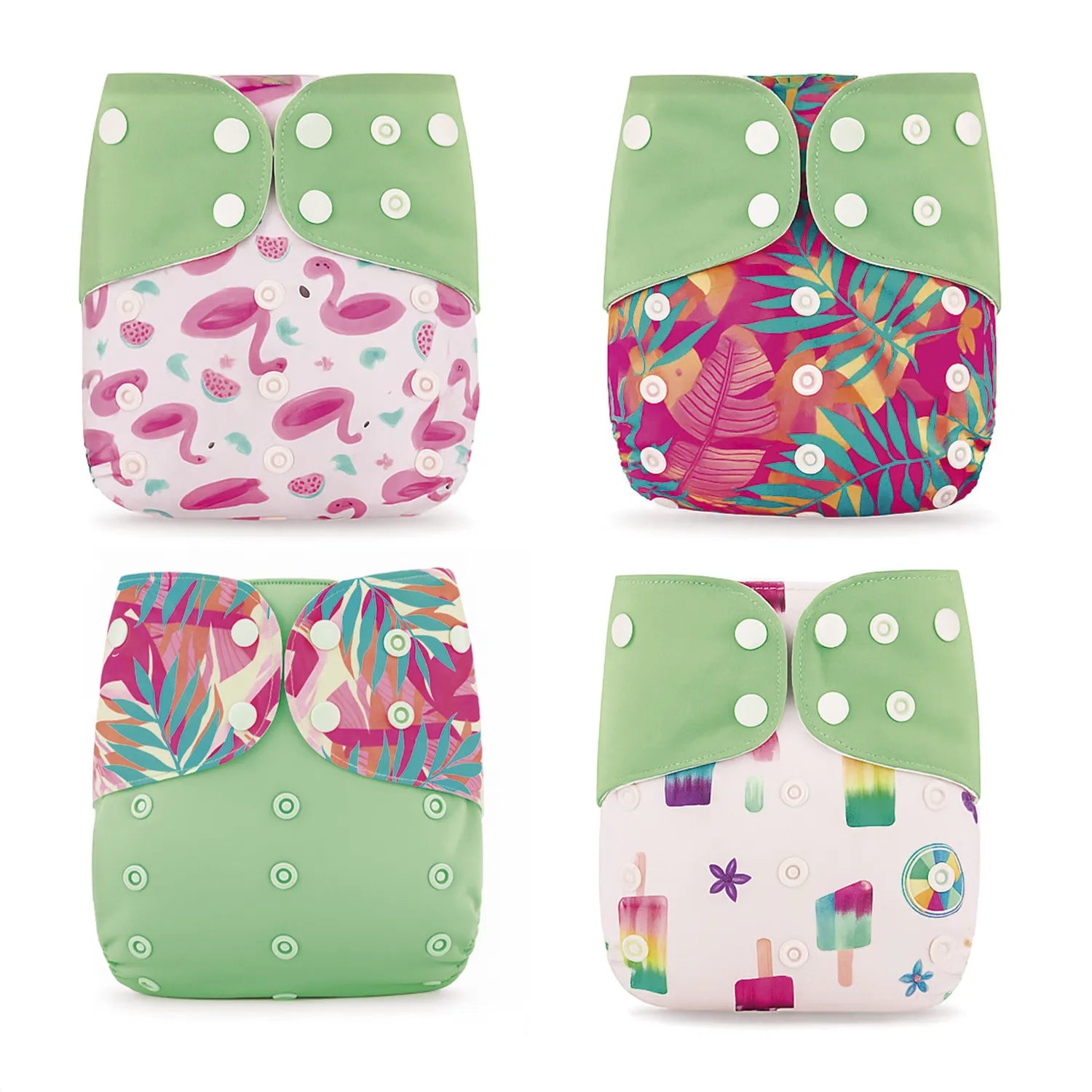 Pack 4 Pañales Happy Flute Hojas Fluor – Unitalla