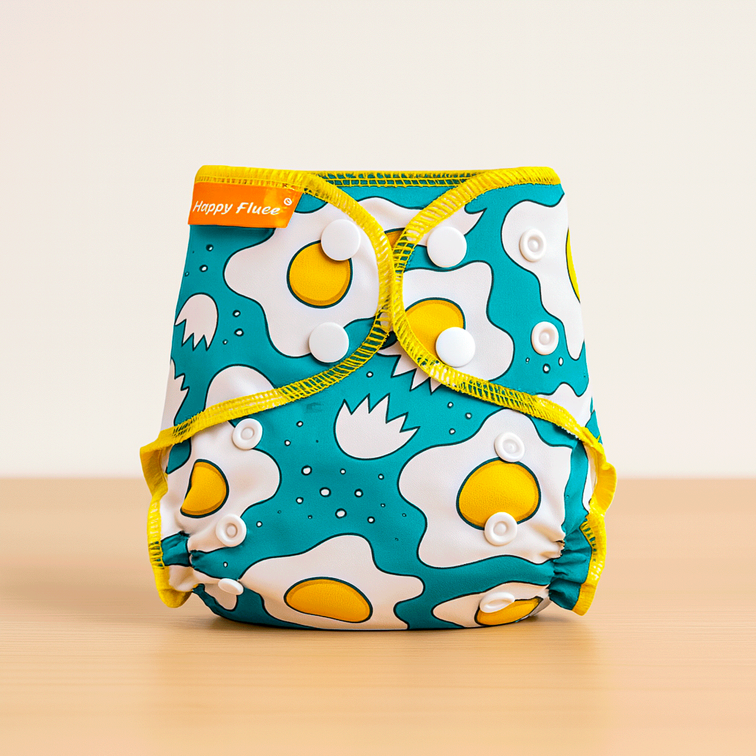 pañal ecológico recién nacido tipo AIO, diseño huevo frito - Happy Flute