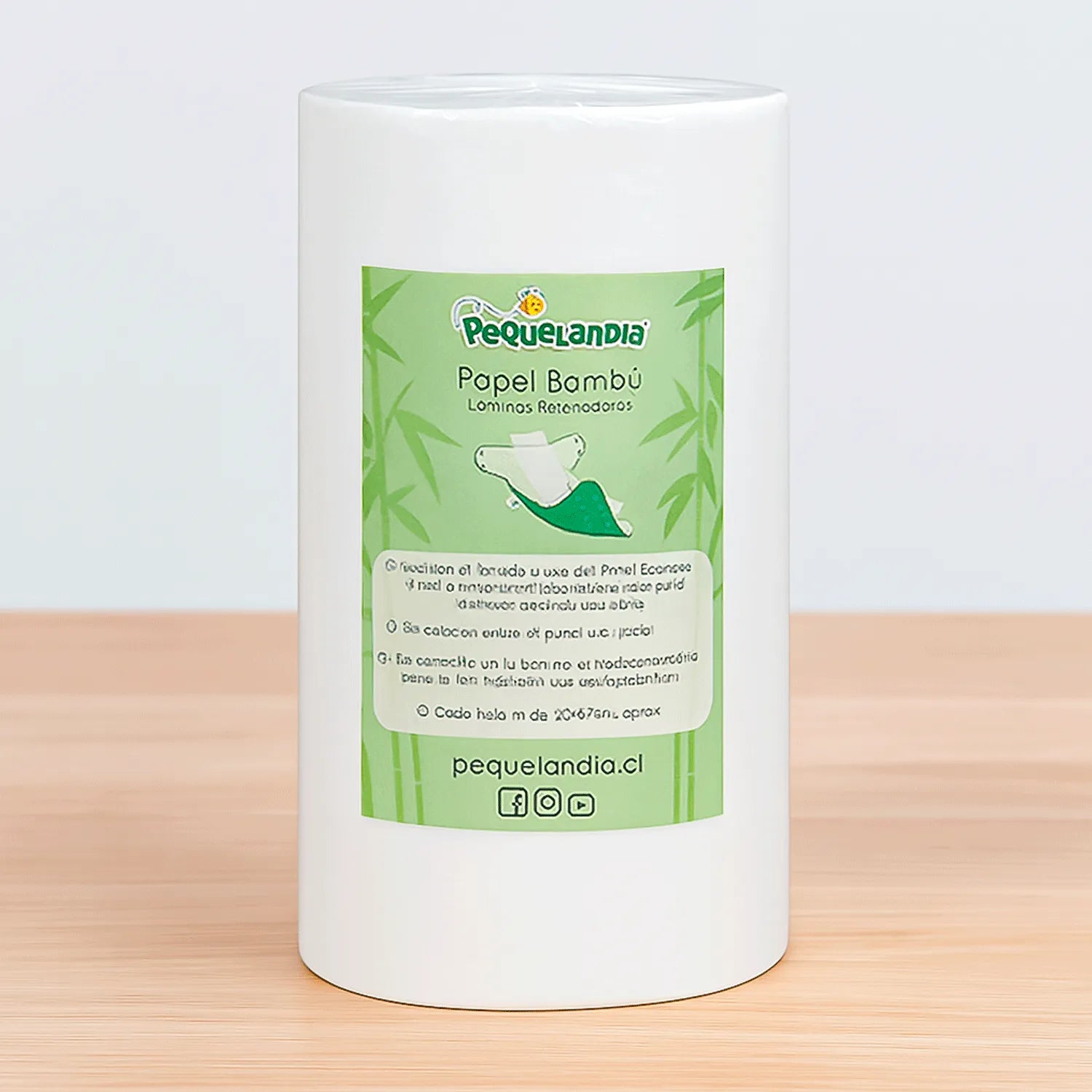 Rollo de papel bambú biodegradable 100 hojas – Pack Baby Shower ecológico Pequelandia