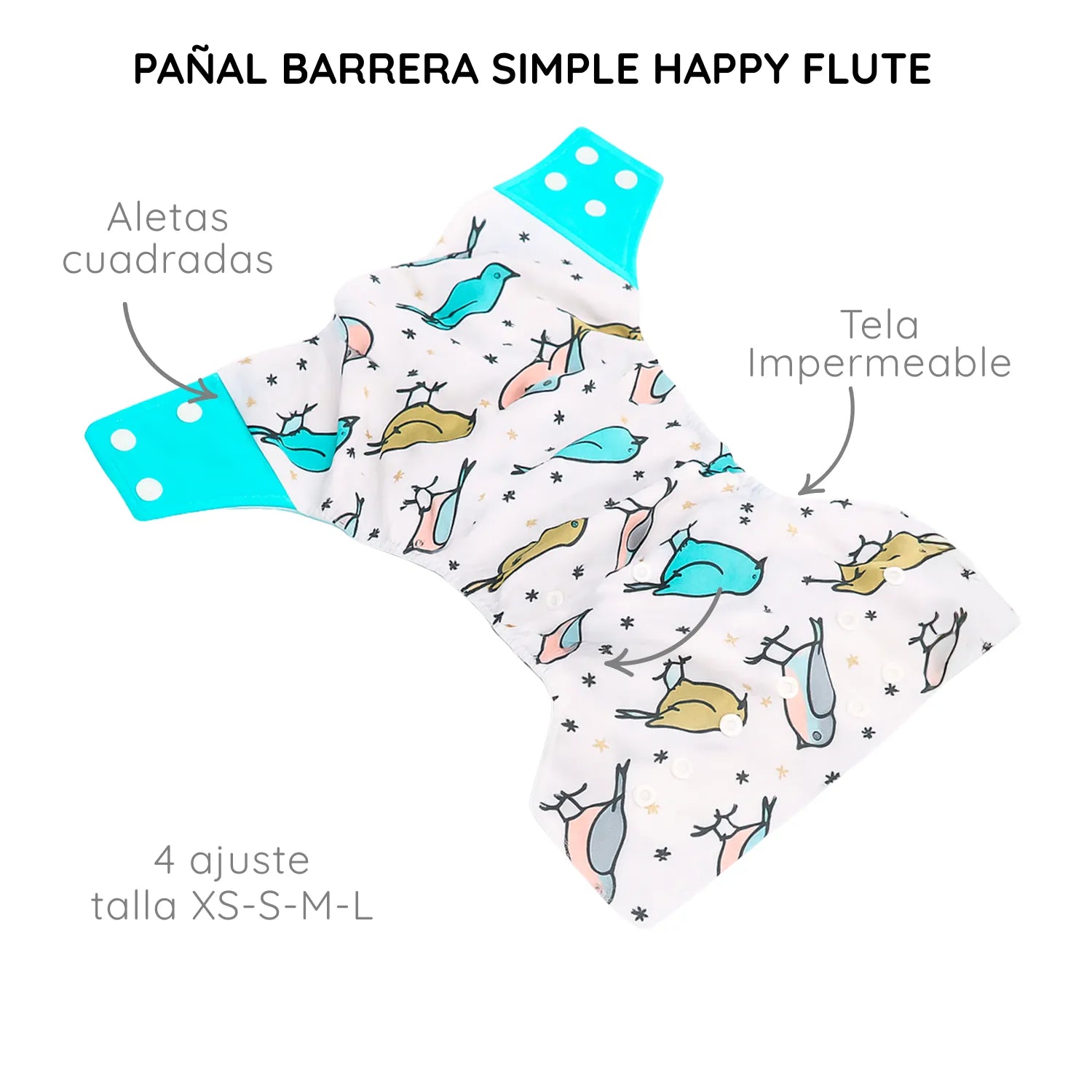 Pañal Barrera Simple Happy Flute Zorrito Verde