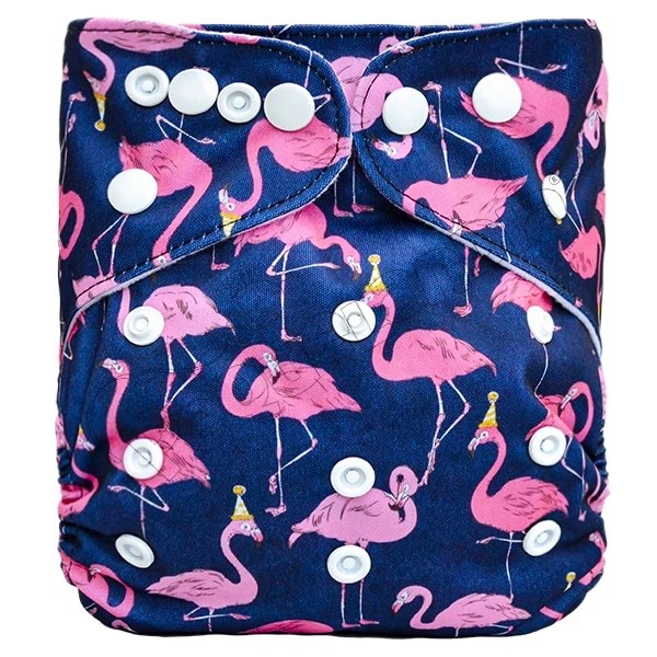 Pañal de Tela Ecológico – Flamenco Fondo Azul