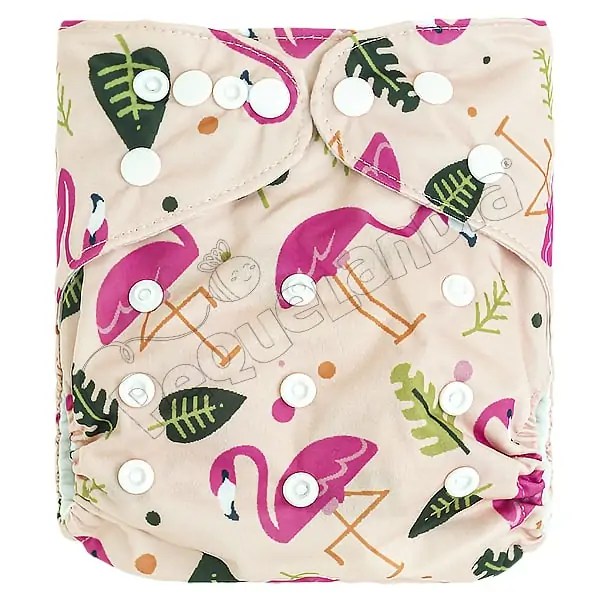 Pañal de Tela Ecológico – Flamenco Con Hojas
