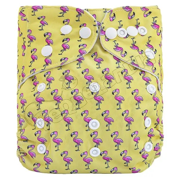 Pañal de Tela Ecológico – Flamenco Fondo Amarillo