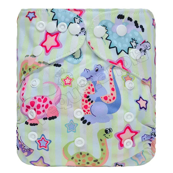 Pañal de Tela Ecológico – Dinos Fantasia Fondo Celeste