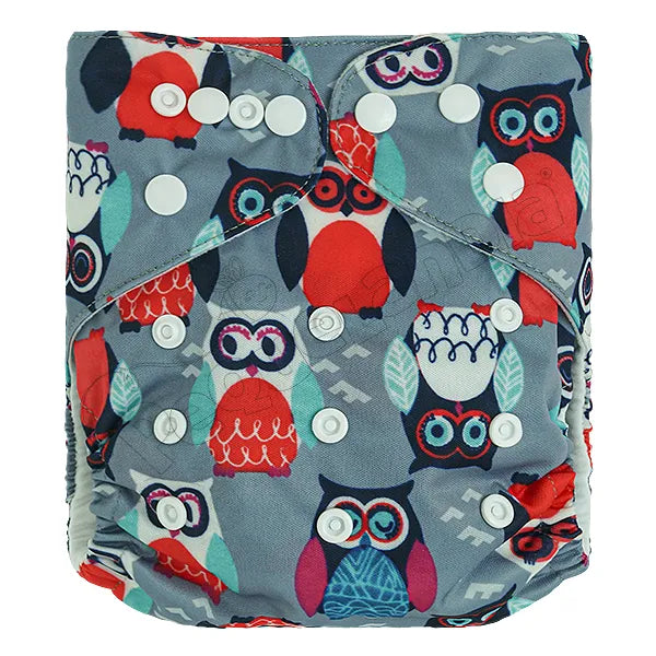 Pañal de Tela Ecológico – Buhos Fondo Gris