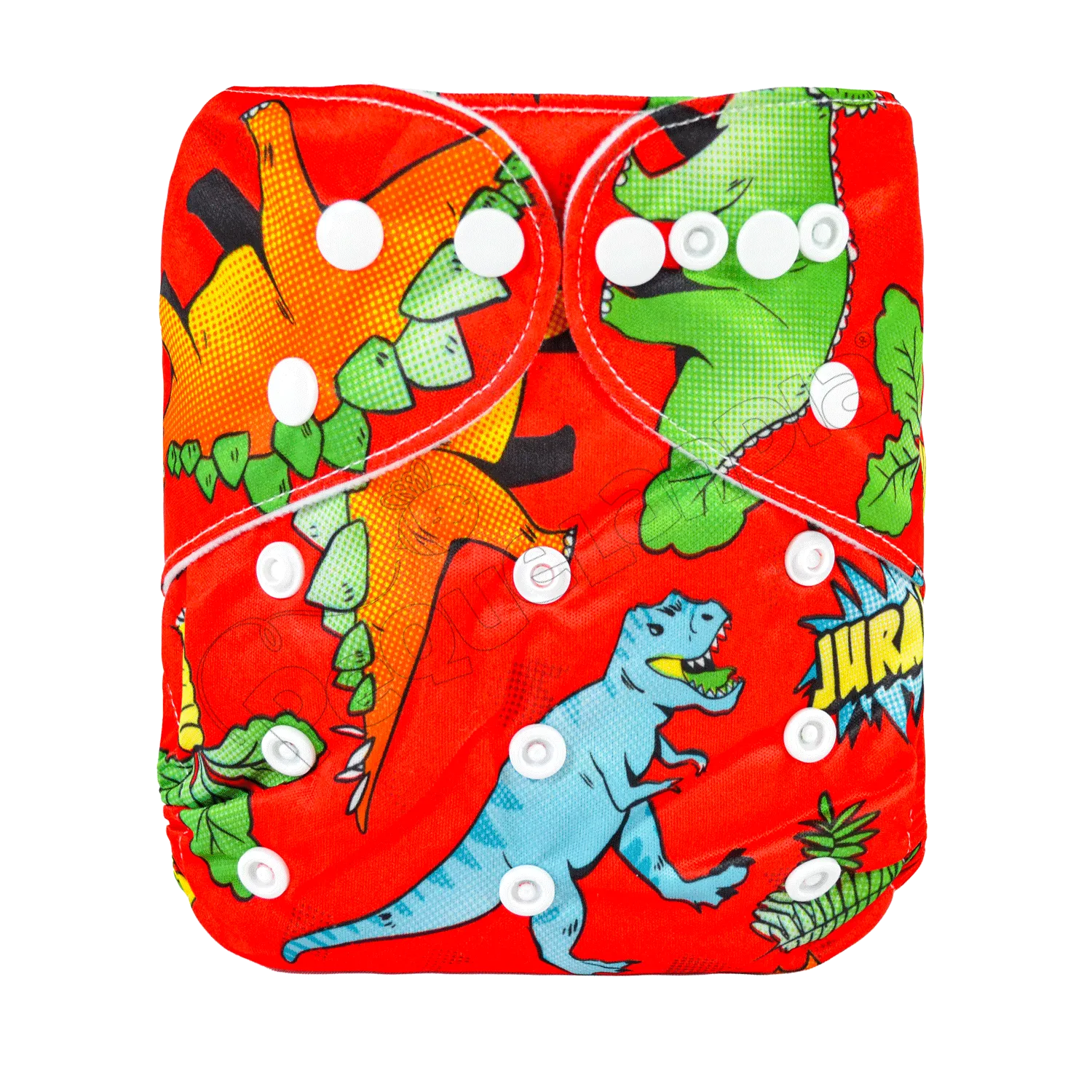 Pañal de Tela Ecológico – Dinos Fondo Rojo