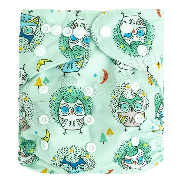 Pañal de Tela Ecológico – Buhos Fondo Verde