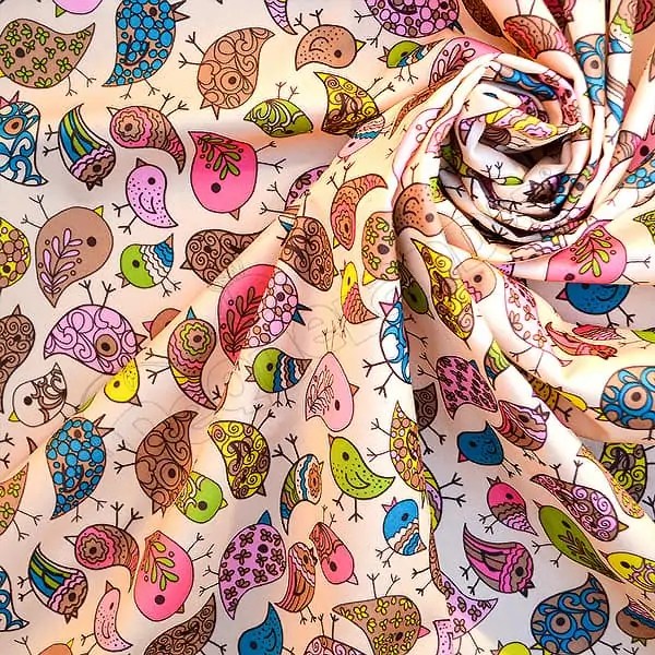 Tela PUL diseño Pajarito Diseno Fondo Beige