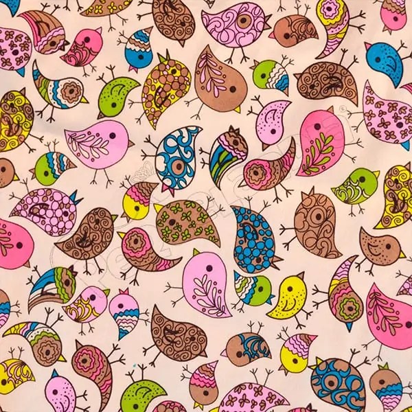 Tela PUL diseño Pajarito Diseno Fondo Beige