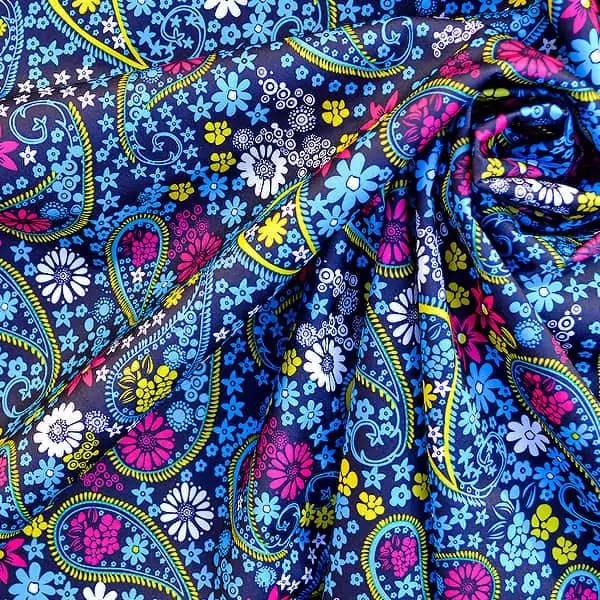 Tela PUL diseño Paisley Fondo Azul