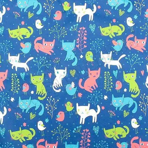 Tela PUL diseño Gatitos Colores Fondo Azul