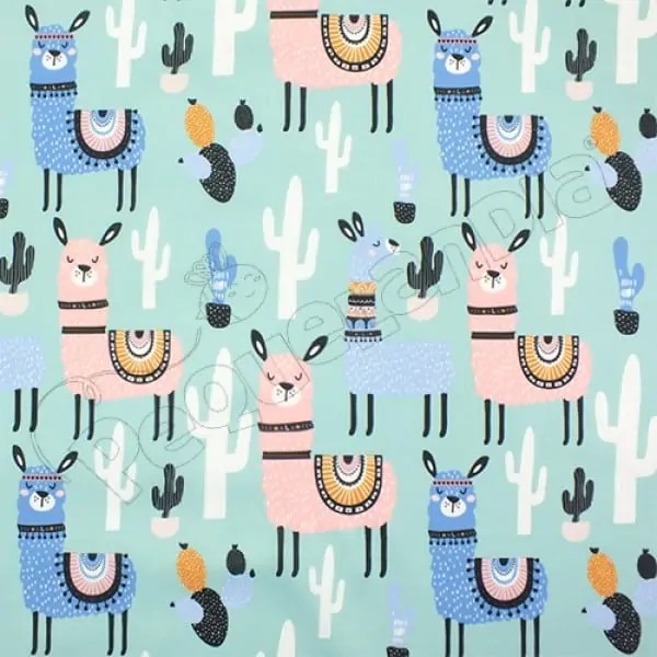 Tela PUL diseño Llamita Fondo Celeste