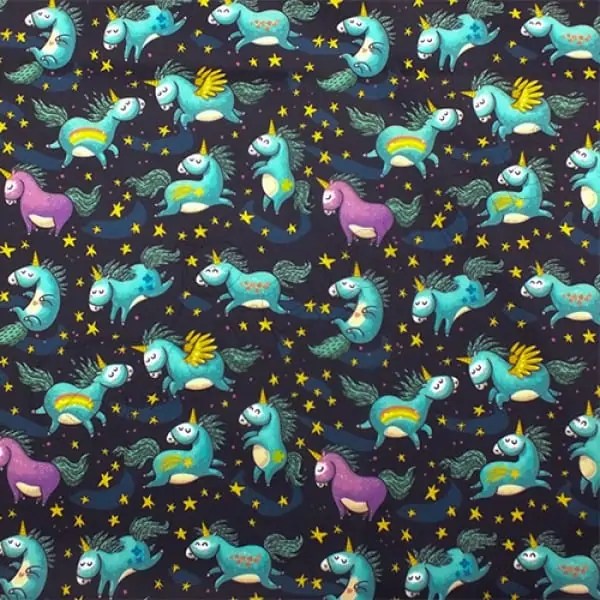 Tela PUL diseño Unicornio Fondo Azul