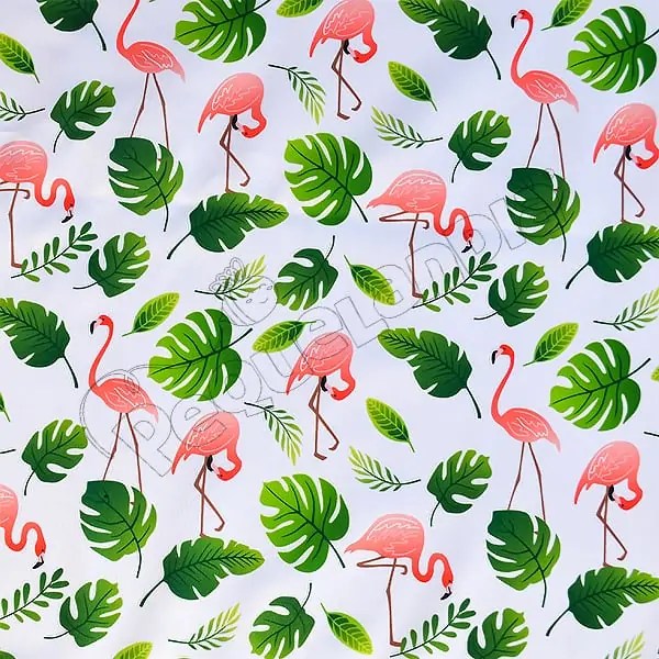 Tela PUL diseño Flamenco Fondo Blanco