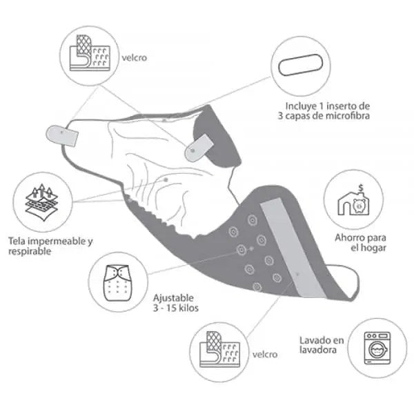 Pañal Ecológico con Velcro Nubes Soñadoras