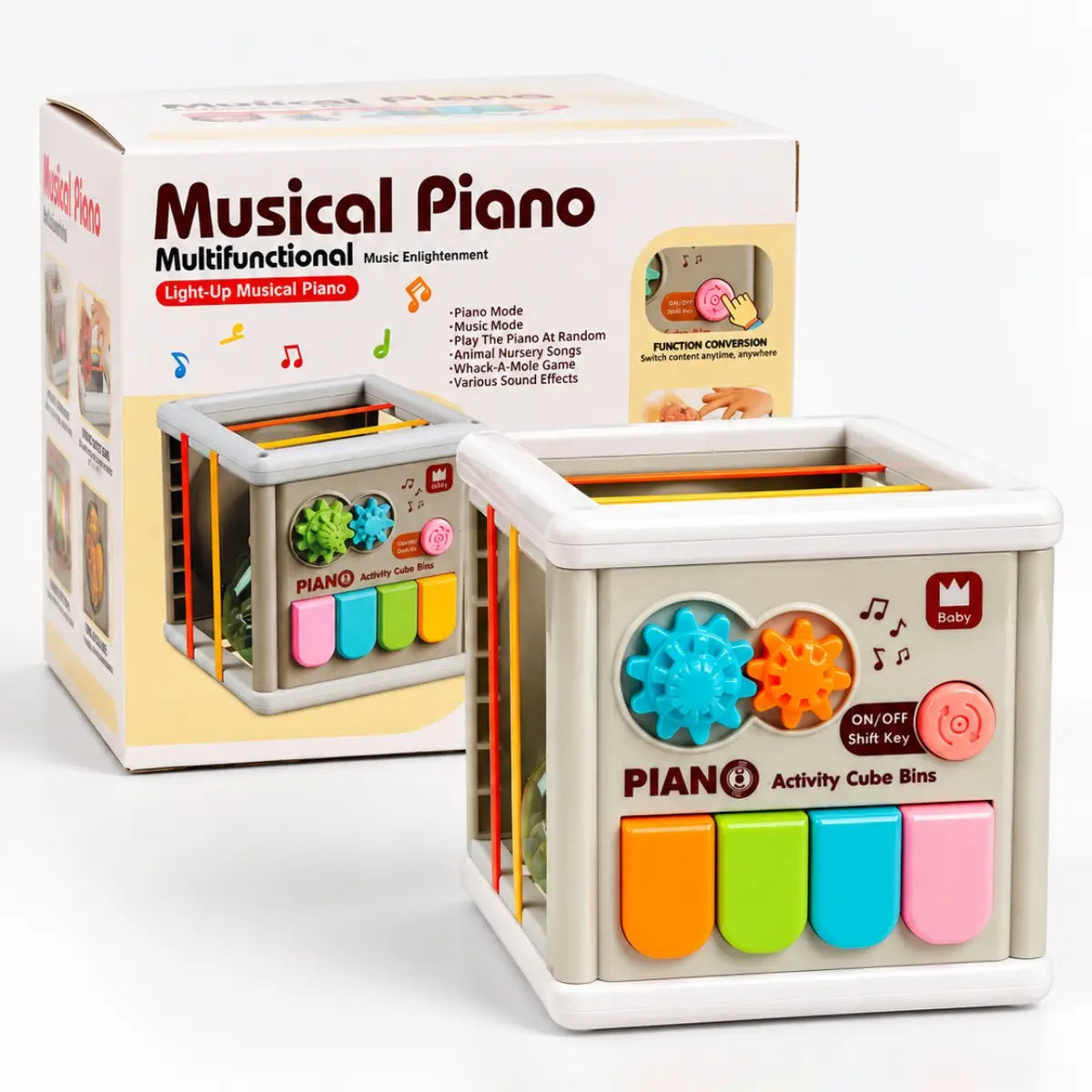 Cubo musical de actividades para bebé con caja