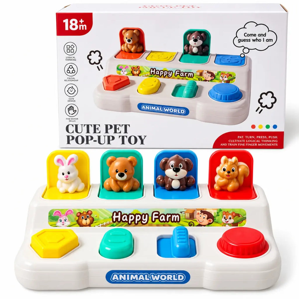 Juguete pop-up de animalitos Happy Farm para bebé con caja