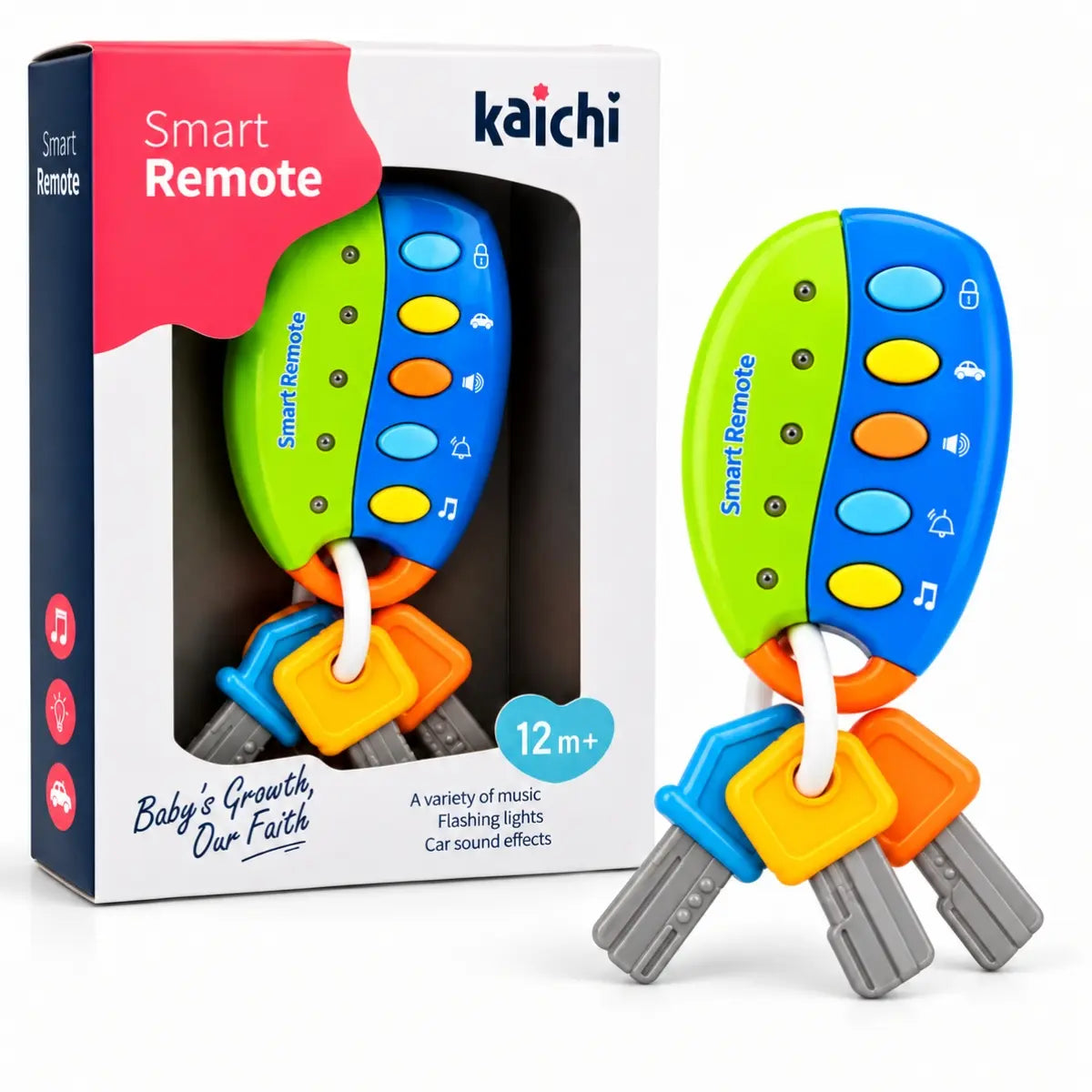 Llavero musical Smart Remote Kaichi azul con verde con 3 llaves y caja