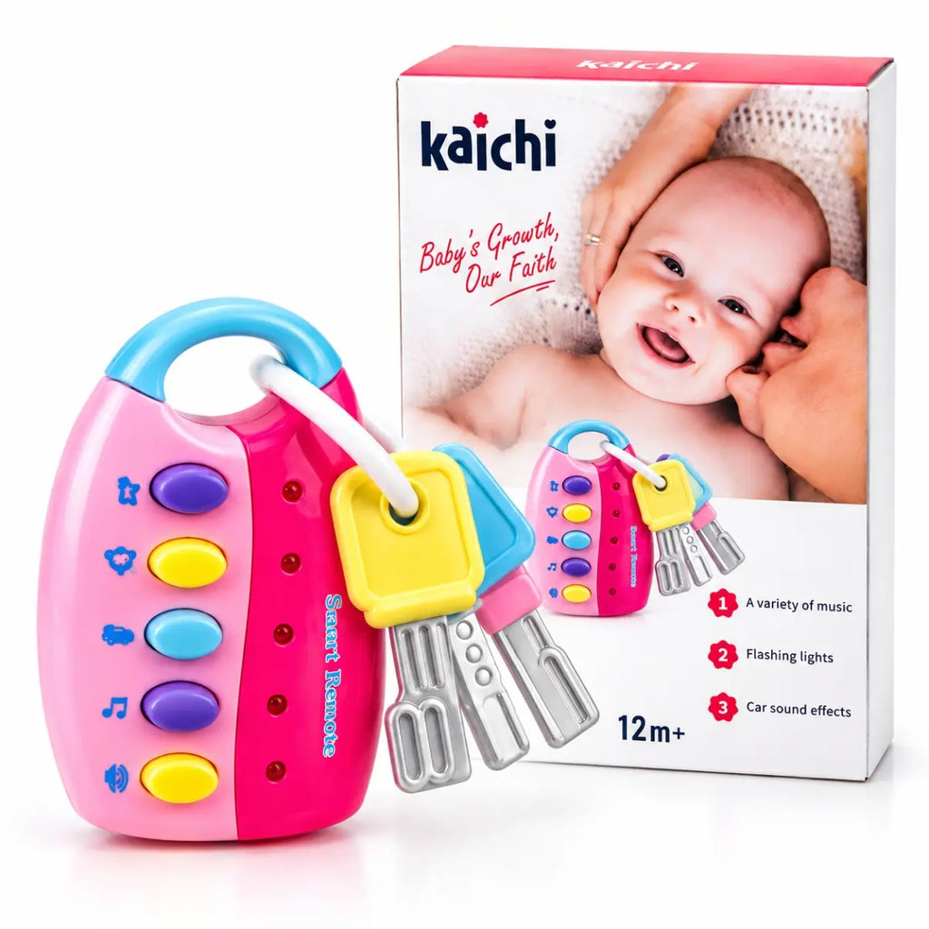 Llavero musical Smart Remote Kaichi rosado con 3 llaves y caja