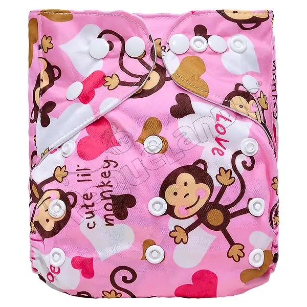 Pañal de Tela Ecológico – Mono Love Rosa