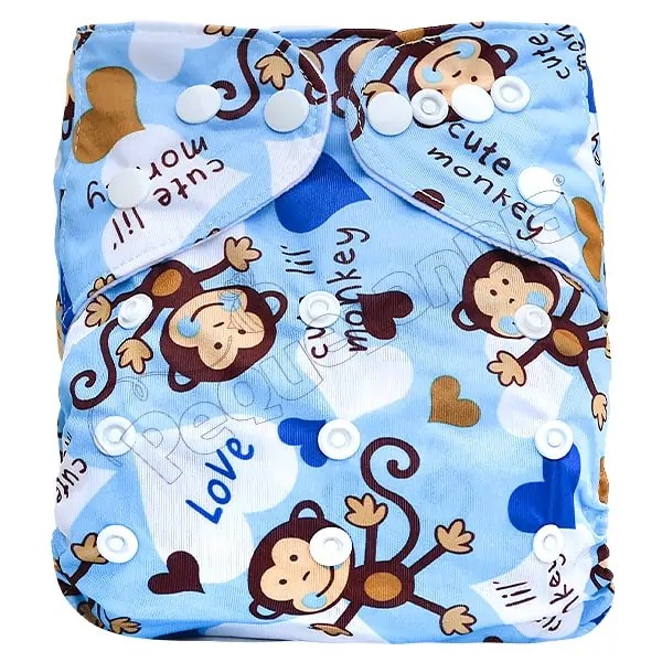 Pañal de Tela Ecológico – Mono Love Celeste