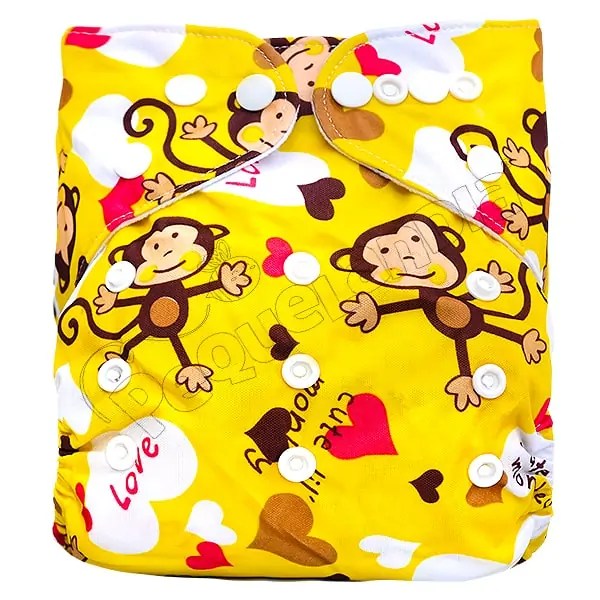 Pañal de Tela Ecológico – Mono Love Amarillo