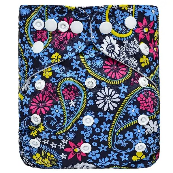 Pañal de Tela Ecológico – Paisley Con Flores Azul