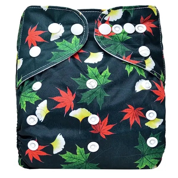Pañal de Tela Ecológico – Hojas Otonales Negro