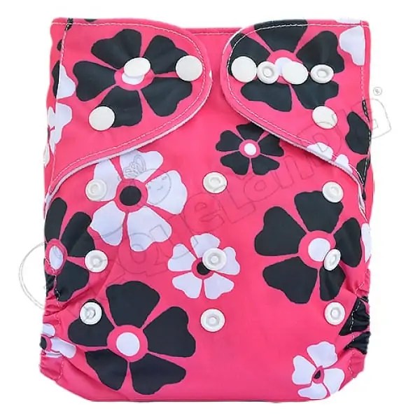 Pañal de Tela Ecológico – Flores Bicolor Fucsia