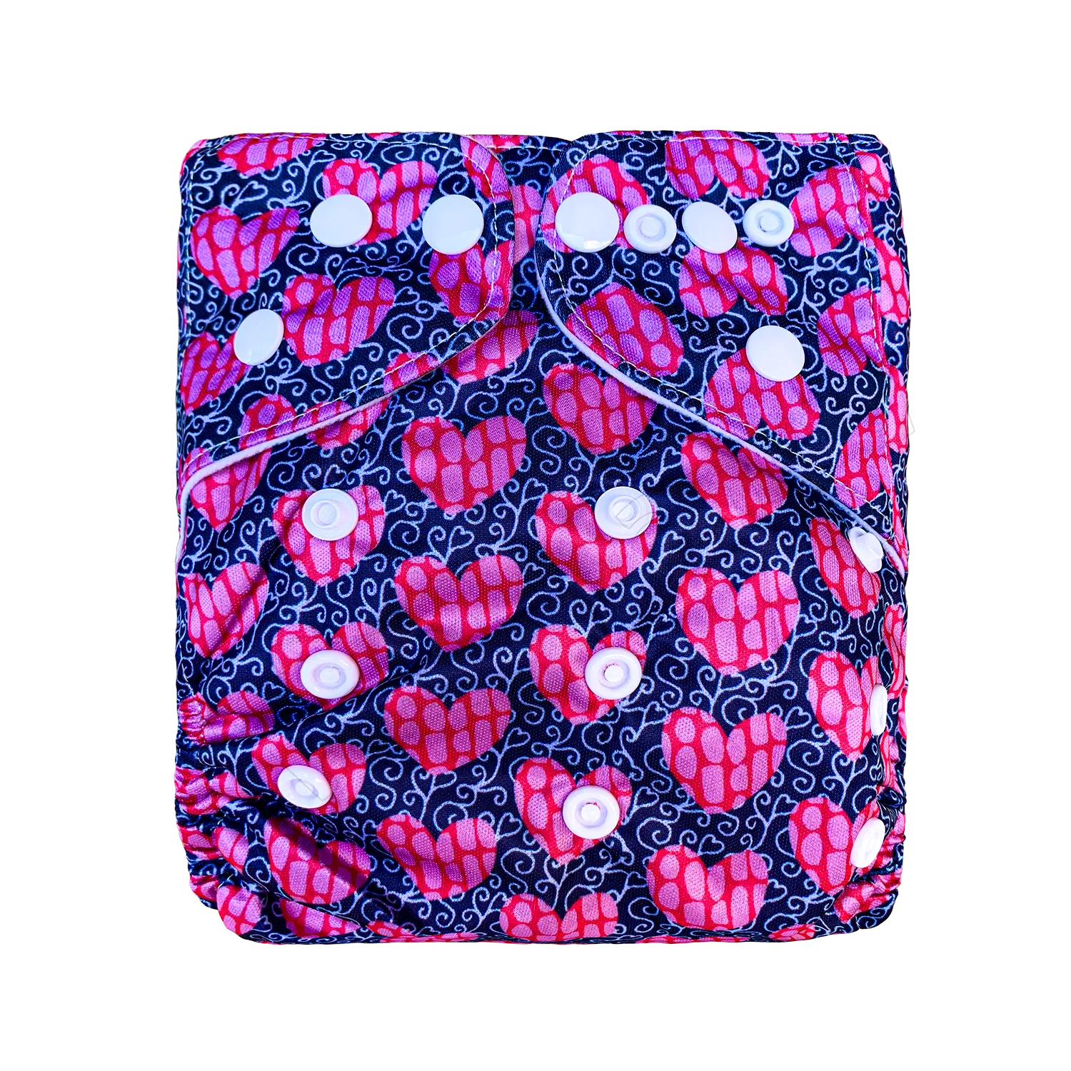 Pañal de Tela Ecológico – Corazones Rosa Fondo Azul