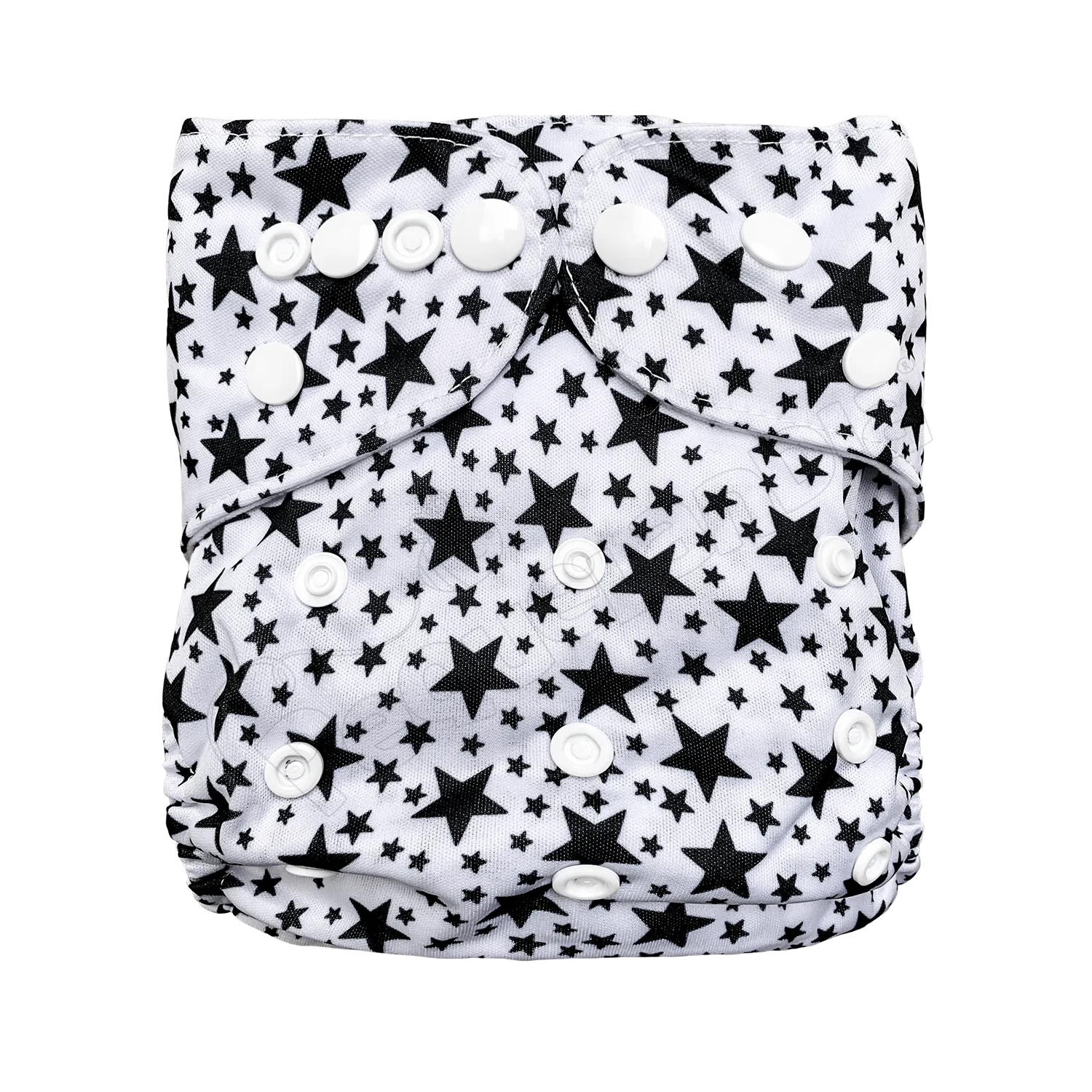 Pañal de Tela Ecológico – Estrellas Negras Fondo Blanco