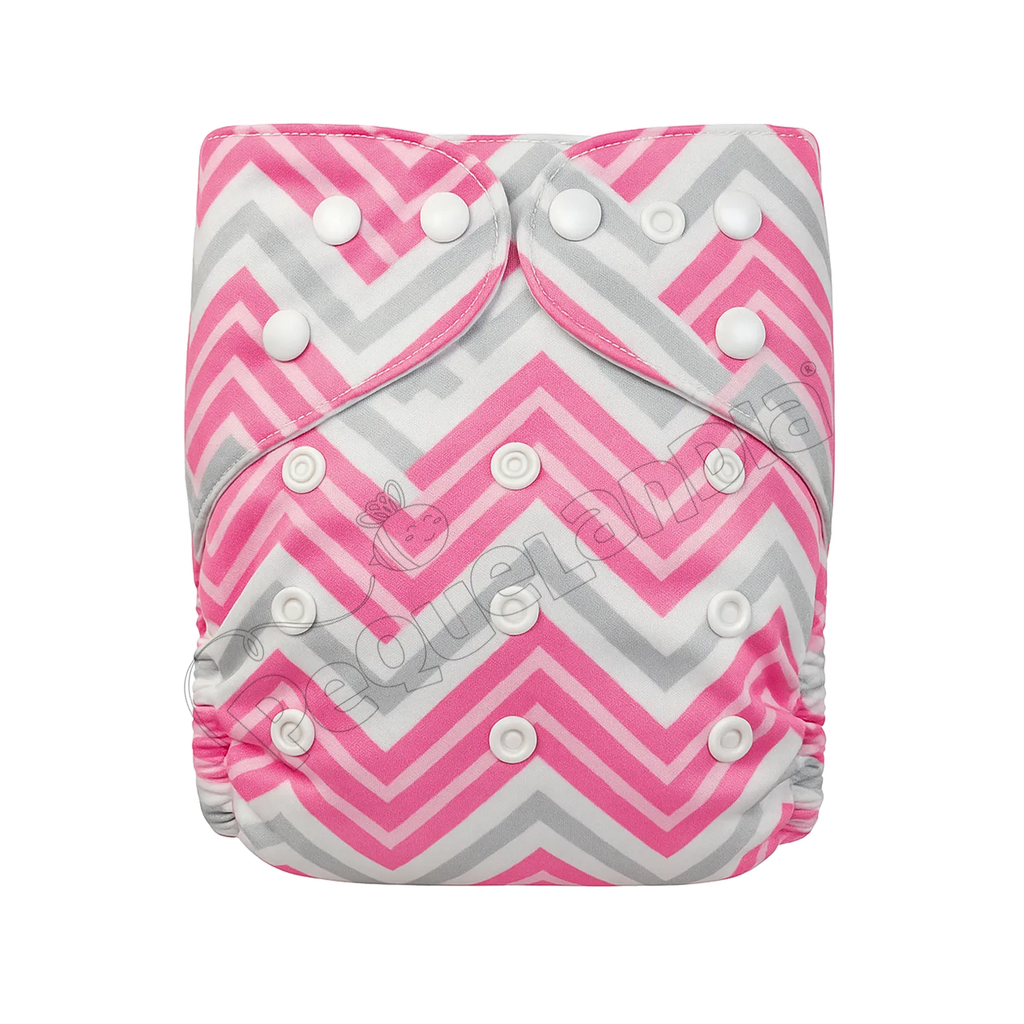 Pañal de Tela Ecológico – Zigzag Rosa Gris