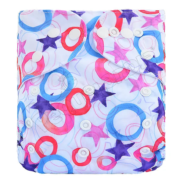 Pañal de Tela Ecológico – Estrellas Y Circulos Colores
