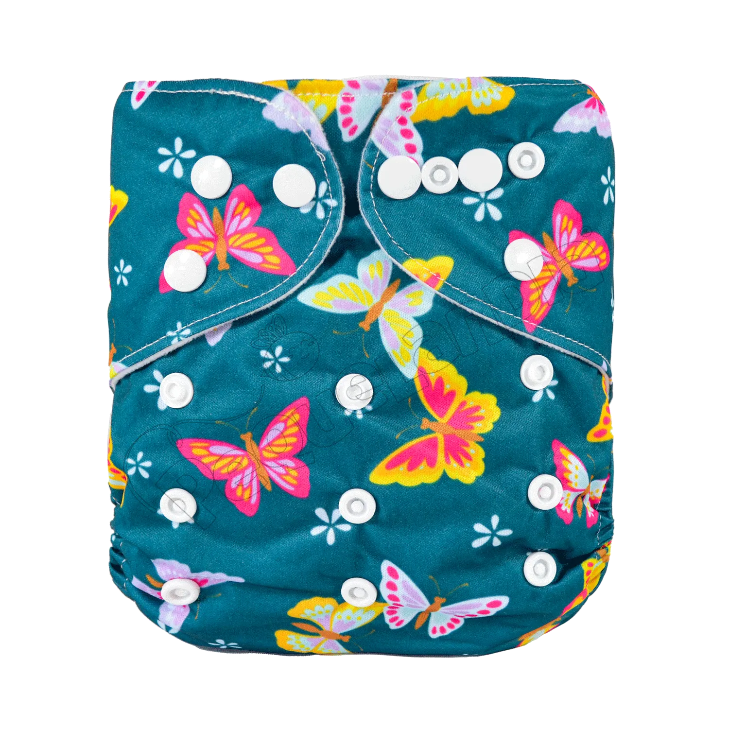 Pañal de Tela Ecológico – Mariposas Colores Blanco