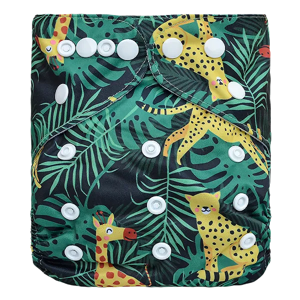Pañal de Tela Ecológico – Jirafa Y Chita Con Hojas