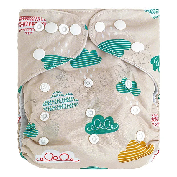 Pañal de Tela Ecológico – Nubes Diseno Fondo Beige