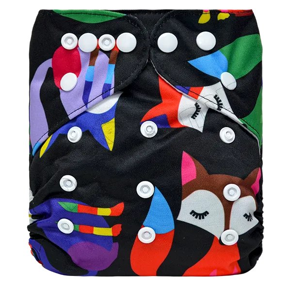 Pañal de Tela Ecológico – Zorrito Fondo Negro