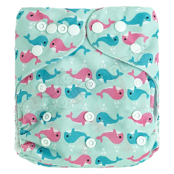 Pañal de Tela Ecológico – Ballenitas Rosa Celeste