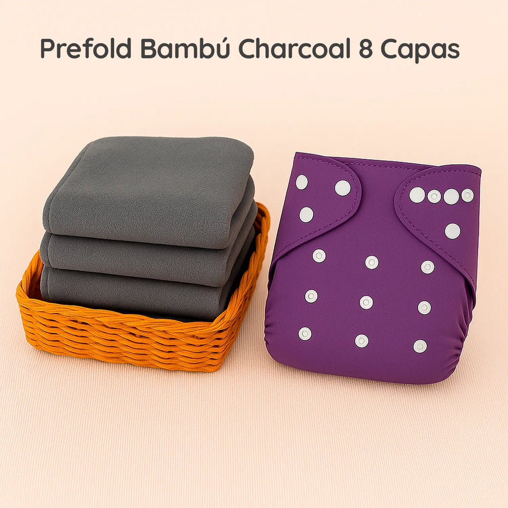 Prefold Bambú Charcoal 8 Capas